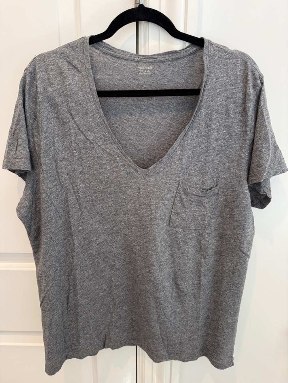 Madewell Whisper Cotton V-Neck Pocket Tee Size XXL Heather Mercury